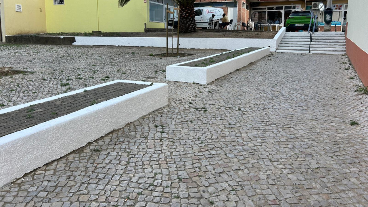 Reparação e pintura de muros e novas árvores na Rua de Cacine